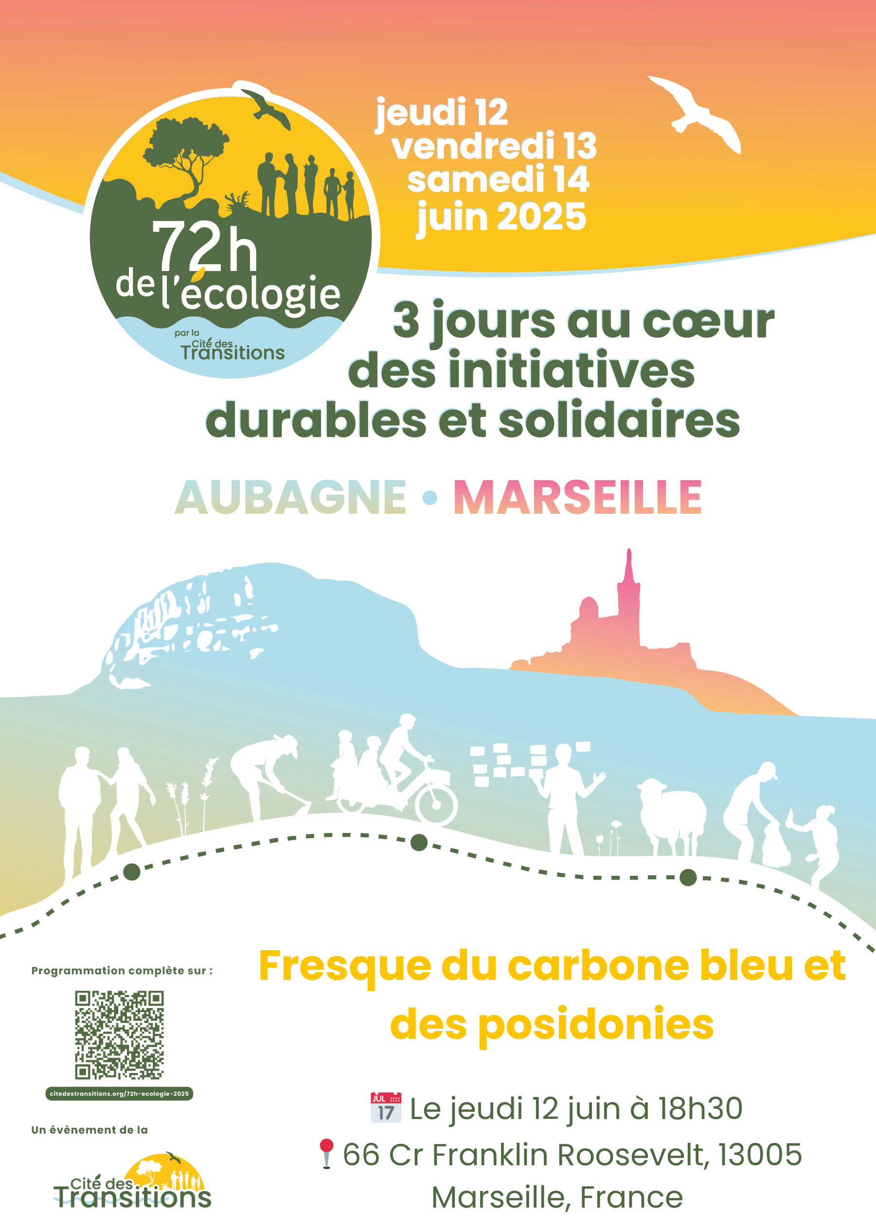 Fresque du carbone bleu et des posidonies pour les 72 heure de l'écologie à marseille avec la cité des transitions